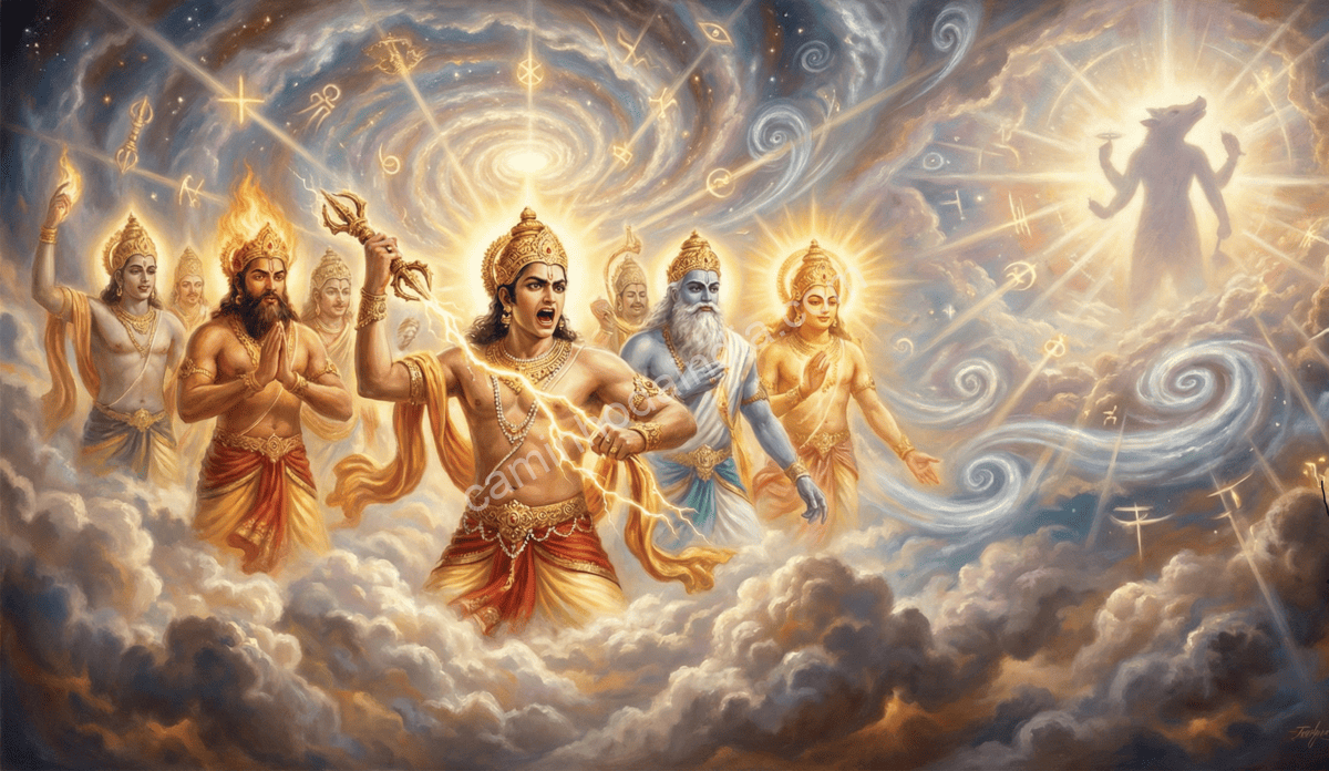 deuses-liderados-por-indra-orando-por-forma-divina-para-salvar-bhumidevi