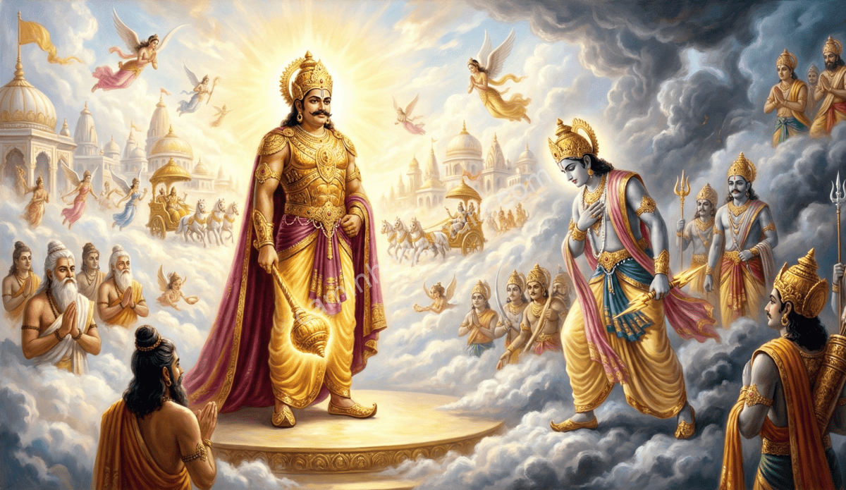 indra-cedendo-svarga-loka-a-mahabali Indra cedendo o Svarga Loka ao Rei Mahabali