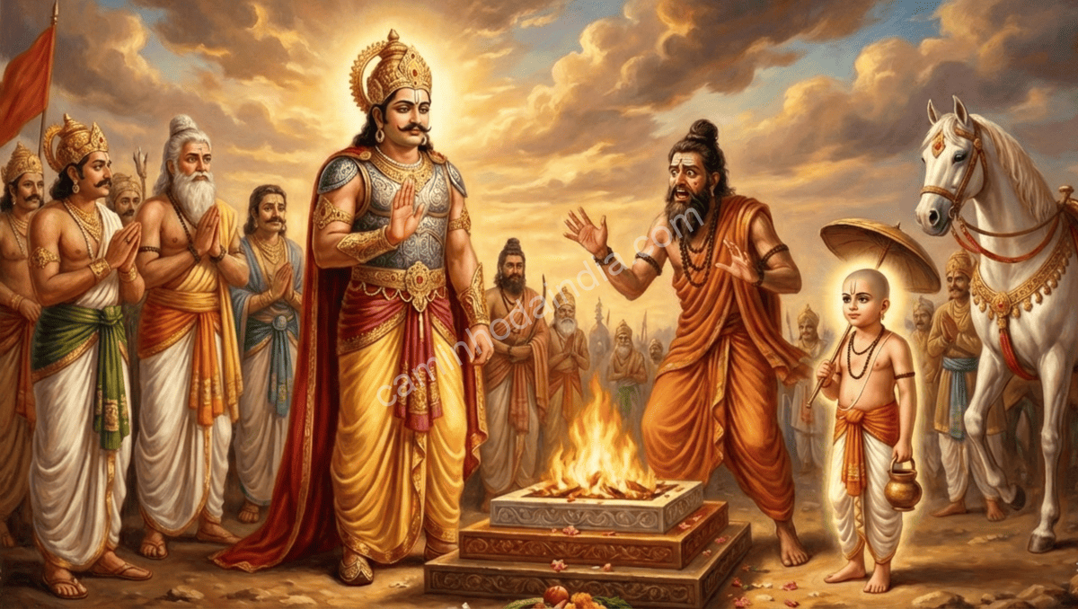 shukracharya-alertando-mahabali-sobre-vamana Guru Shukracharya alertando o Rei Mahabali sobre as verdadeiras intenções de Vamana