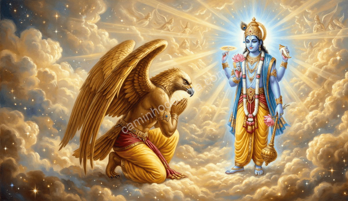 vishnu-abencoando-garuda-forca-determinacao Vishnu abençoando Garuda por sua força e determinação