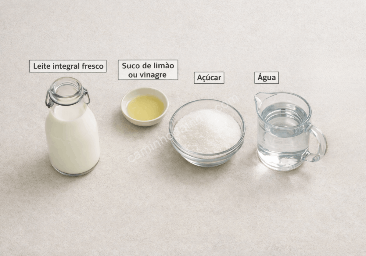 ingredientes-rasgulla-organizados-preparo-doce Ingredientes tradicionais para o preparo do rasgulla