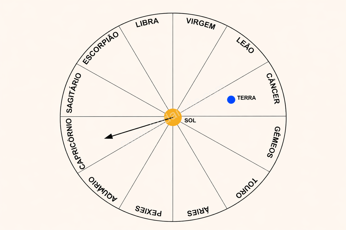 makar-sankranti-sol-zodiaco-capricornio-terra Em Makar Sankranti, observado da Terra, o Sol parece ingressar no zodíaco de Capricórnio (Makara), marcando a transição solar que fundamenta o significado tradicional dessa data no calendário indiano