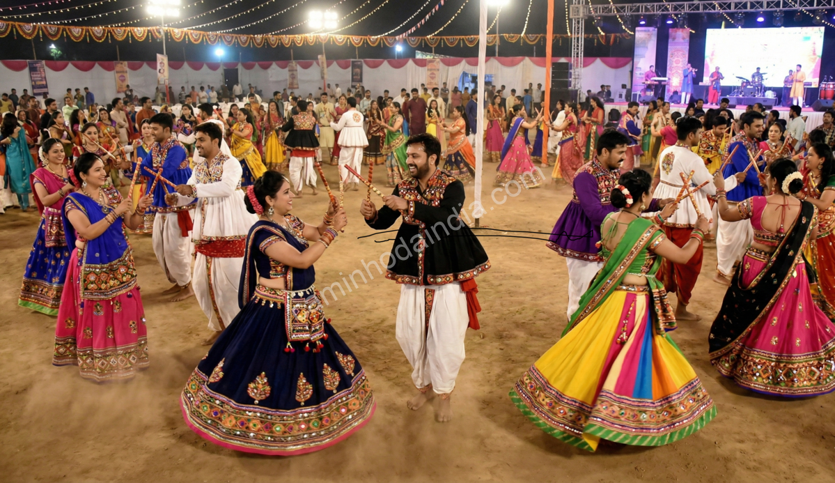 pessoas-brincando-dandiya-navratri deusa durga mahishasura