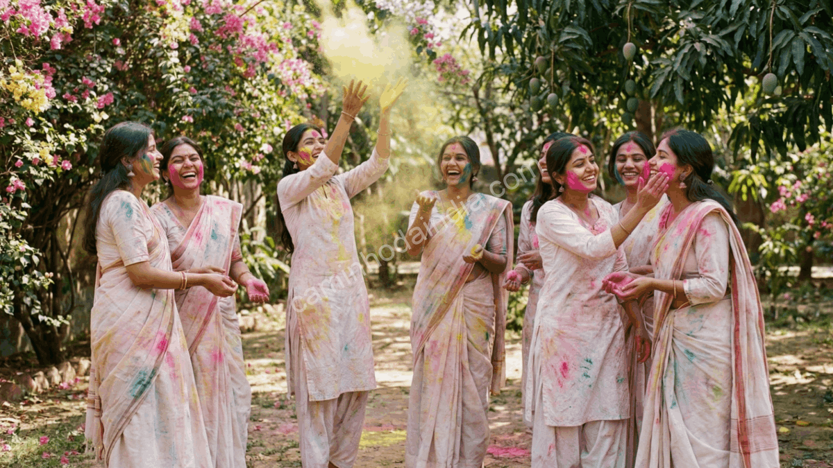 meninas-brincando-holi-festival-das-cores Meninas brincando Holi e celebrando o festival das cores na Índia