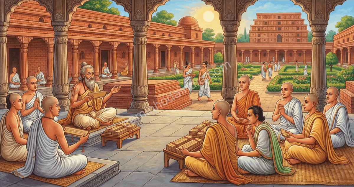 panini-takshashila-ashtadhyayi-gramatica-sanscrita aṇini em Takshashila, um dos mais antigos centros de ensino do mundo, ensina a Aṣhtadhyayi, obra que estabeleceu os fundamentos da gramática sânscrita