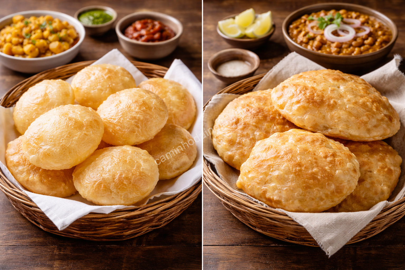 ChatGPT Image Jan 5, 2026, 04_13_40 PM Diferença entre puri e bhature, dois pães fritos tradicionais da culinária indiana