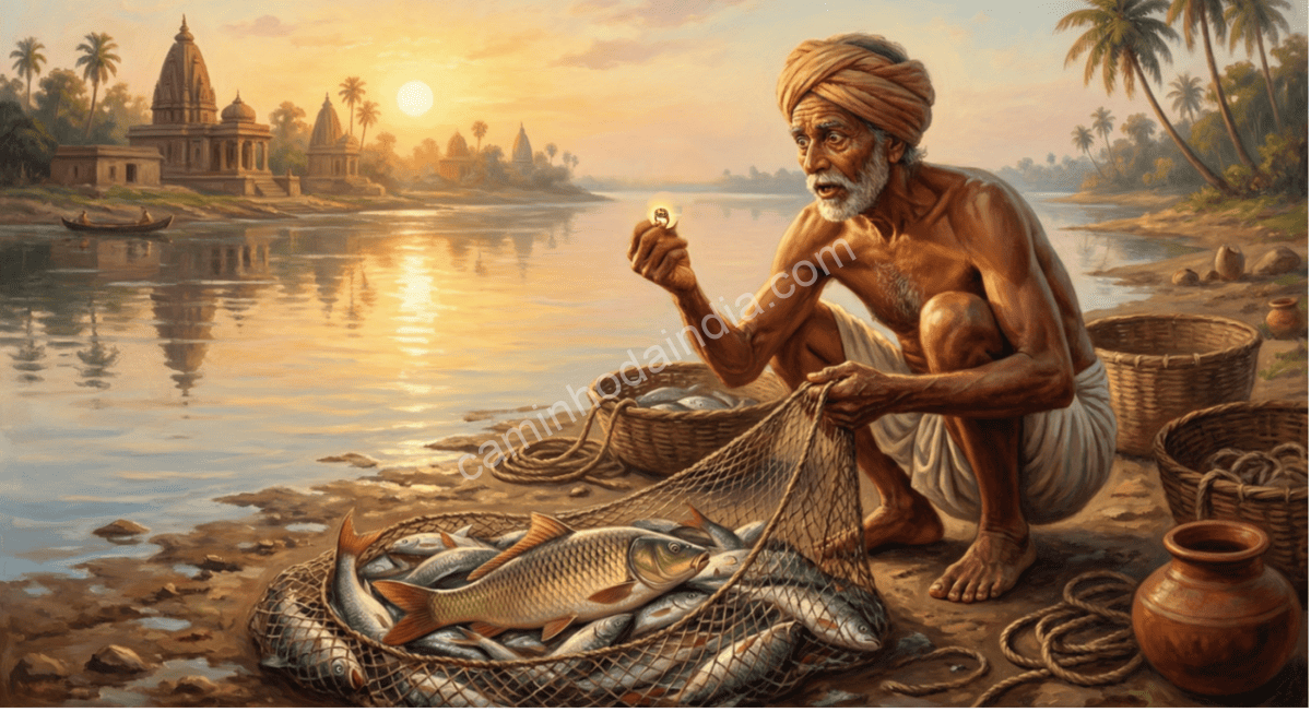 Pescador encontra o anel real dentro do ventre de um peixe enquanto o limpa na beira do rio