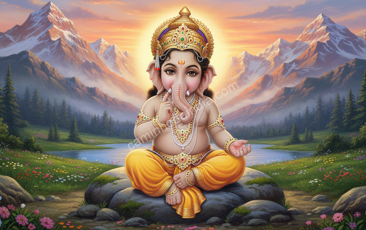 Gemini_Generated_Image_fvtoh1fvtoh1fvto Ganesha em profunda reflexão sobre as palavras de seu pai Shiva