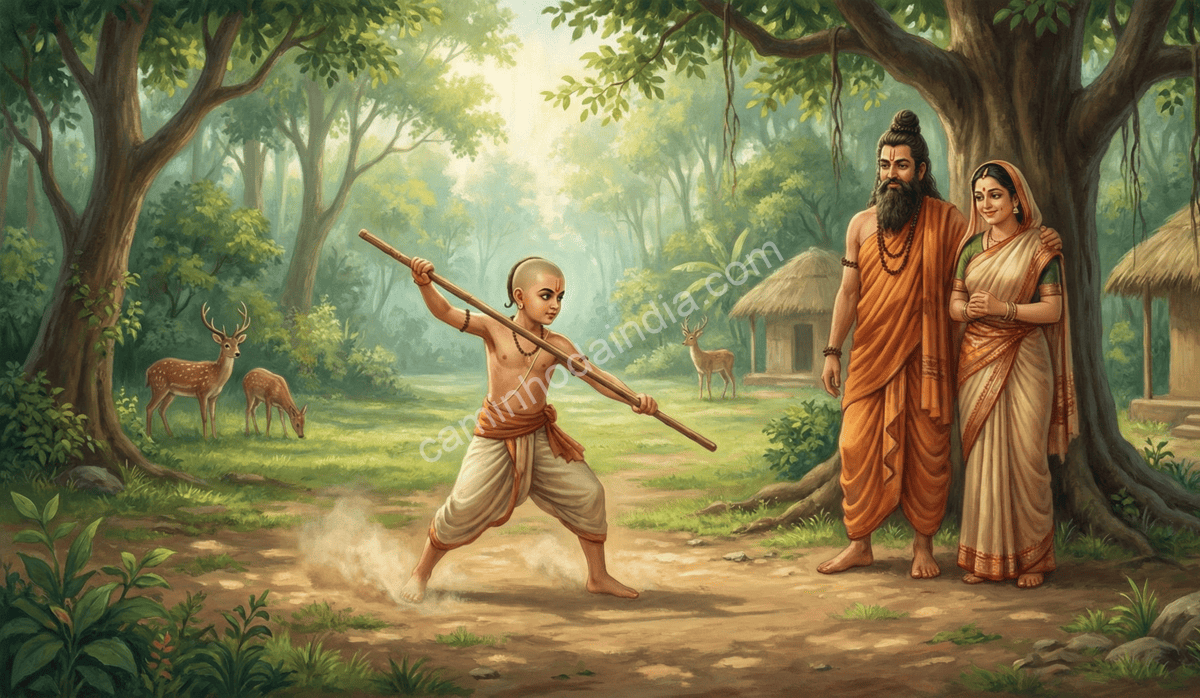 Rama aprendendo artes marciais quando jovem