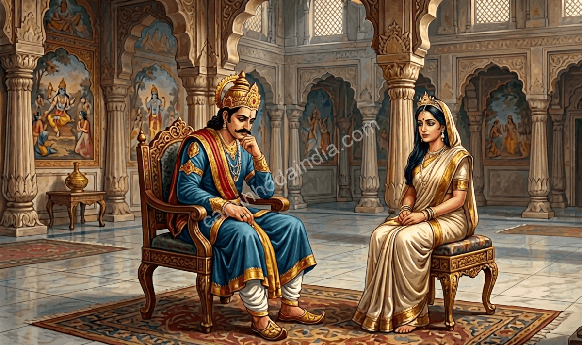 rei-ashvapati-rainha-malati-dialogo-sem-filhos Savitri e Satyavan