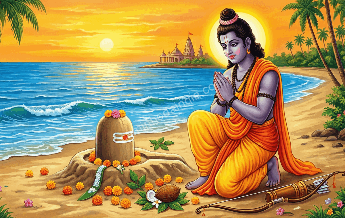 rama-orando-a-shiva-na-praia-antes-de-lanka Rama ora a Shiva na praia antes de atravessar para Lanka