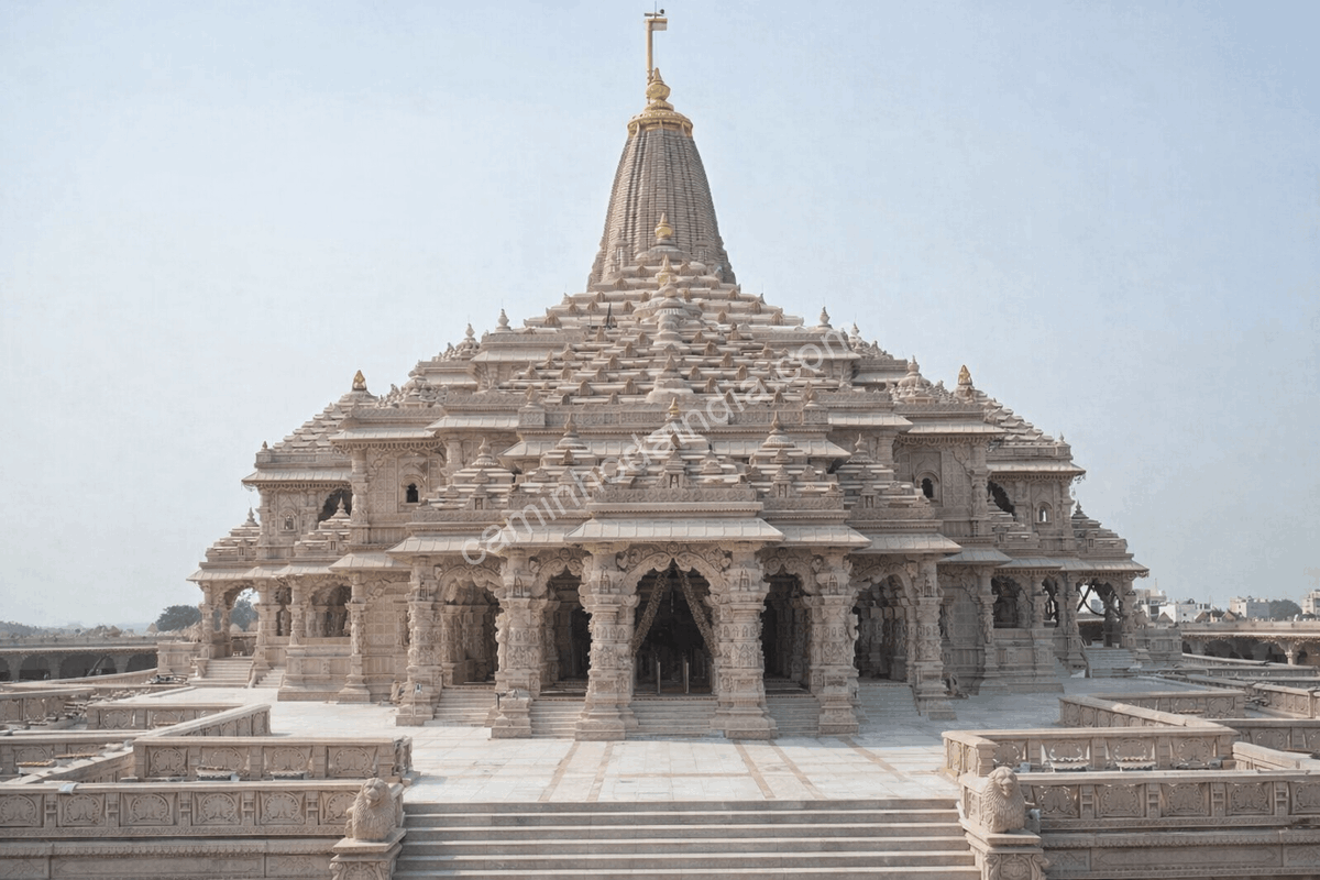 templo-ayodhya-uttar-pradesh Belo templo de Ayodhya, em Uttar Pradesh, tradicionalmente considerado o local de nascimento do Senhor Rama